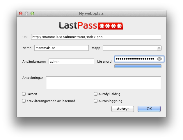 lastpass add site